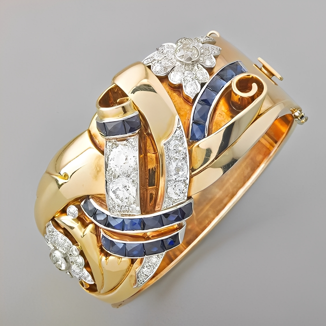 Mireille – Anillo Vintage Oro & Zircon Azul