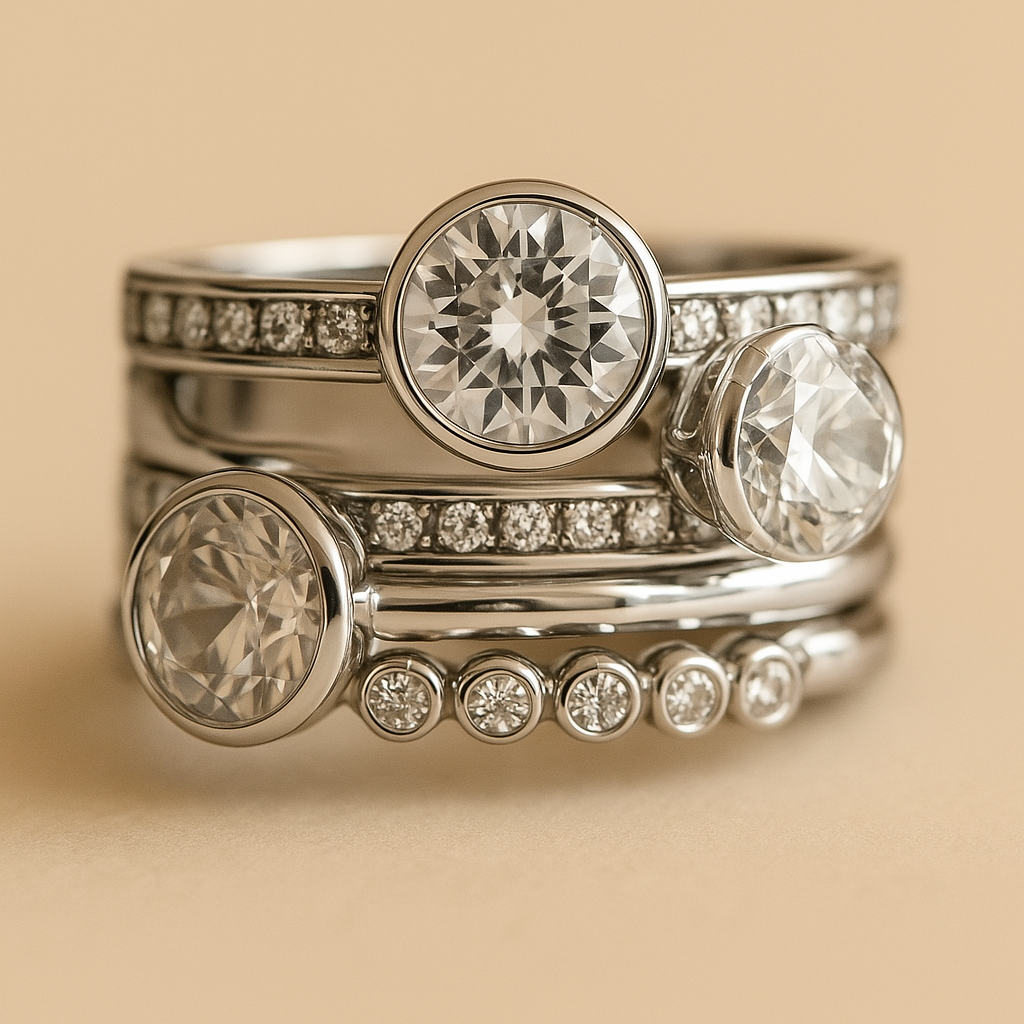 Elvie – Anillo Vintage en Plata con Capas y Cristales