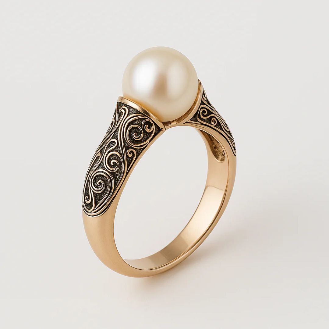Althéa – Anillo Dorado Vintage con Perla Elegante