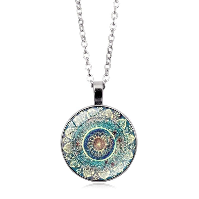 Florine – Collar Vintage Mandala Redondo Azul