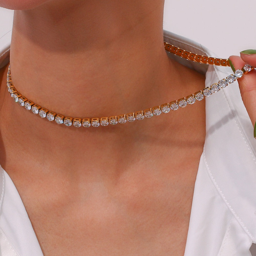 Linnea – Collar de Tenis Dorado con Piedras Brillantes