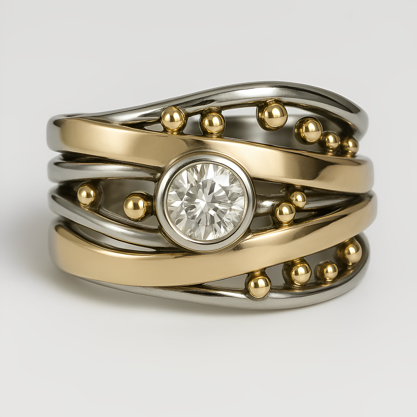 Dalia – Anillo Vintage Dorado con Circonita Incrustada
