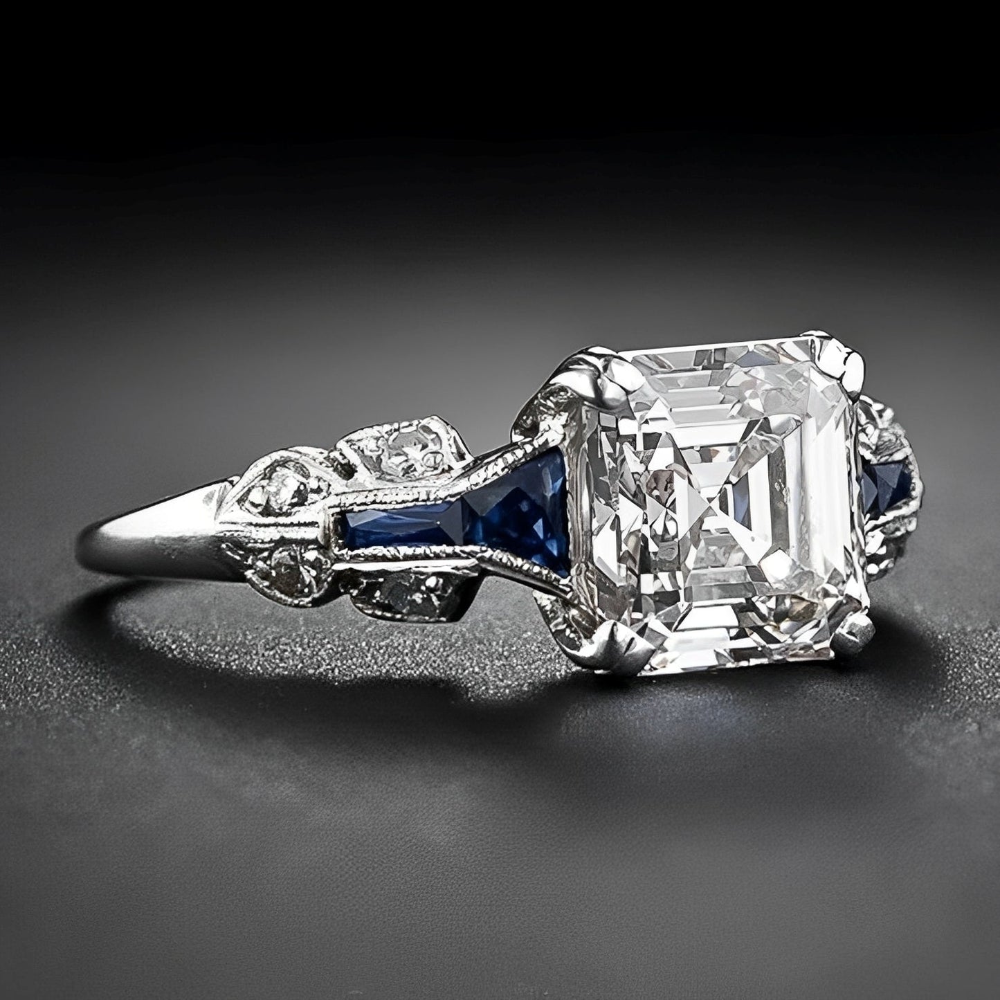 Perrine – Anillo Vintage Azul Brillante en Plata