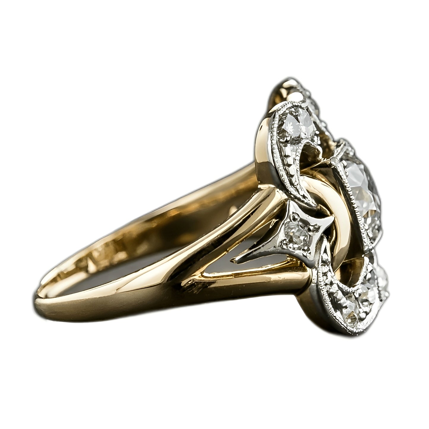 Alina – Anillo Dorado Vintage con Circonita Brillante