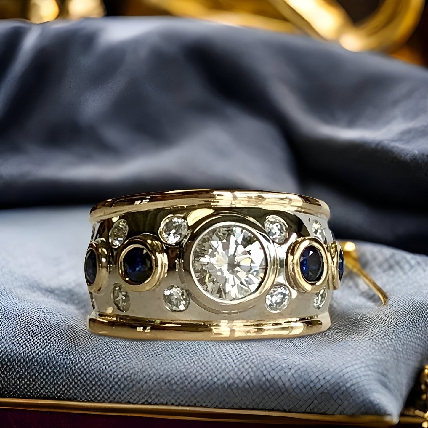 Sierra – Anillo Dorado Vintage con Circonita Incrustada