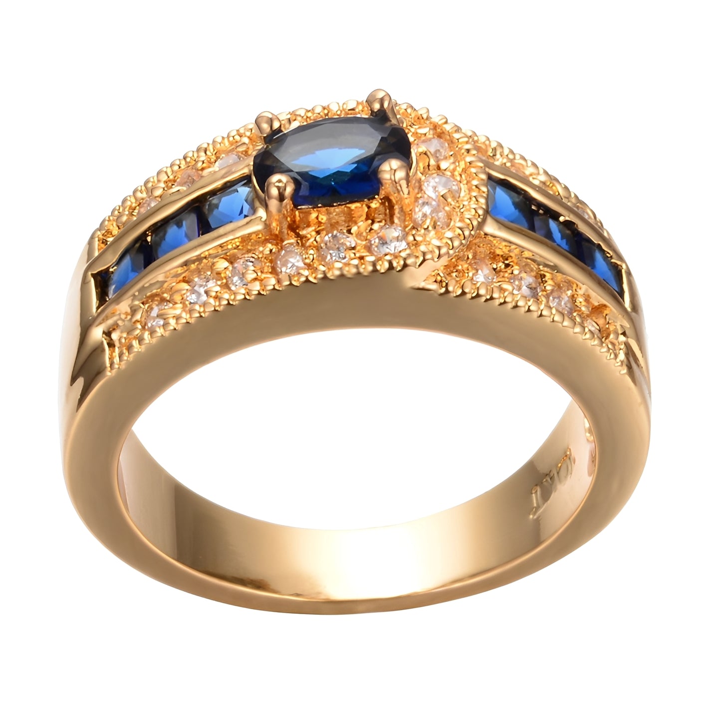 Marina – Anillo Dorado con Piedra Azul Brillante