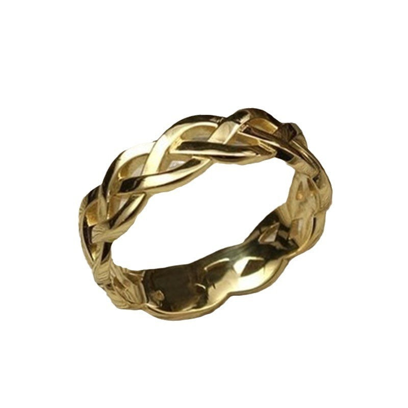 Thalia – Anillo Trenzado Vintage en Dorado