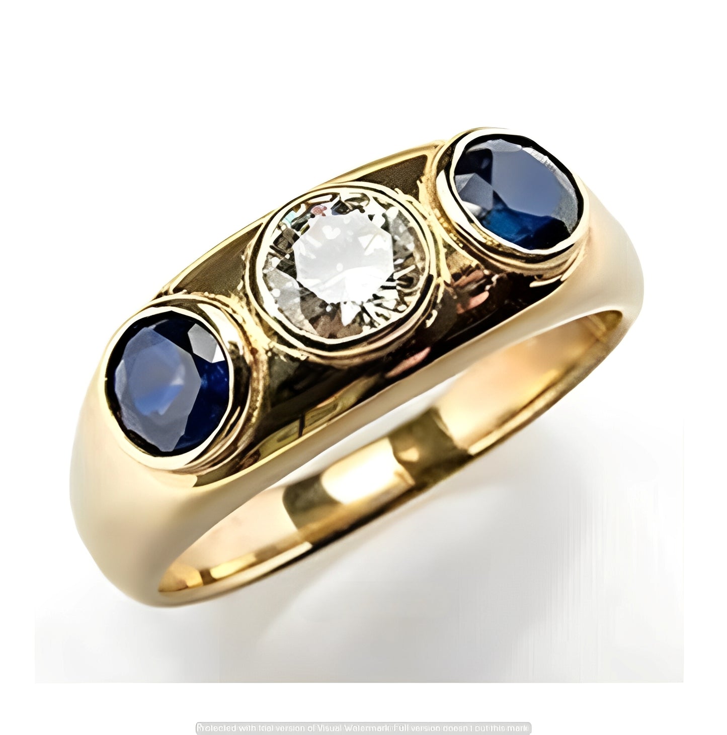 Oceane – Anillo Dorado Vintage con Cristal Azul y Circonita