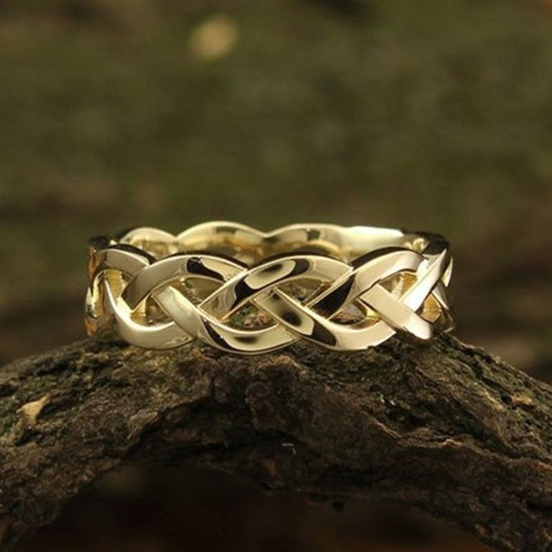 Thalia – Anillo Trenzado Vintage en Dorado