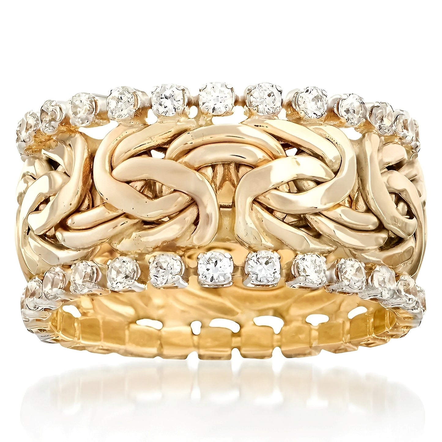 Ivy – Anillo Trenzado Vintage en Oro con Circonita