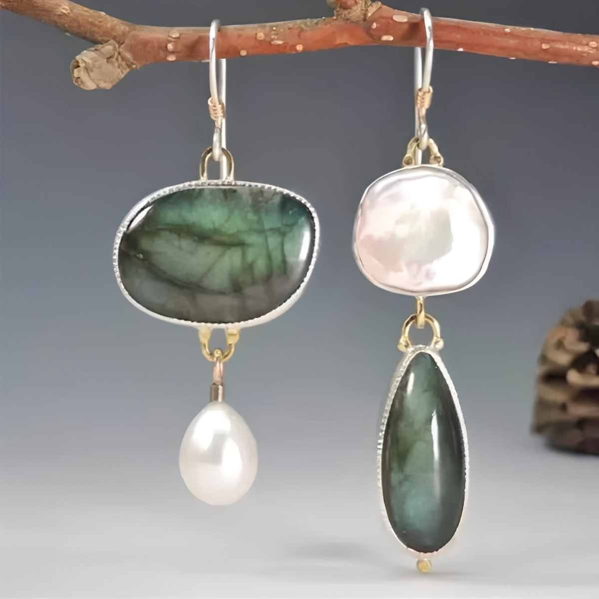 Reina – Pendientes Vintage con Piedra Natural