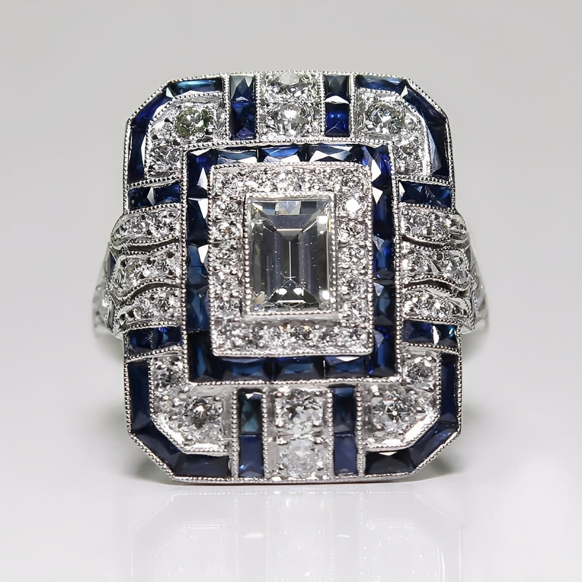 Mathilde – Anillo Plata & Zirconia Azul Vintage