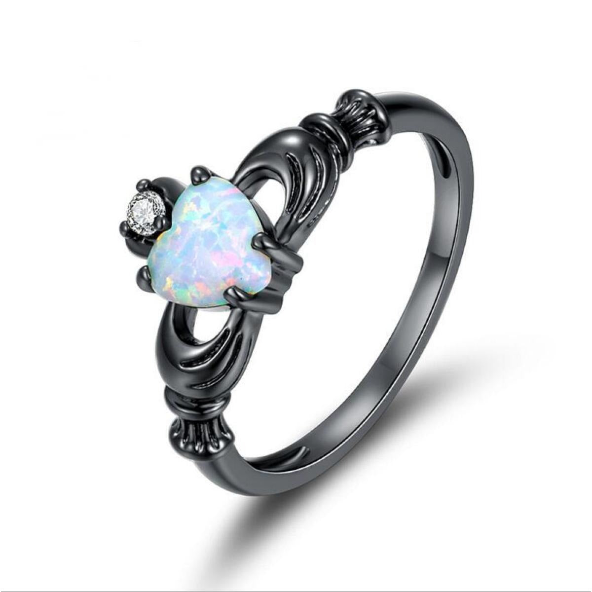 Meryl – Anillo Corazón en Ópalo Blanco