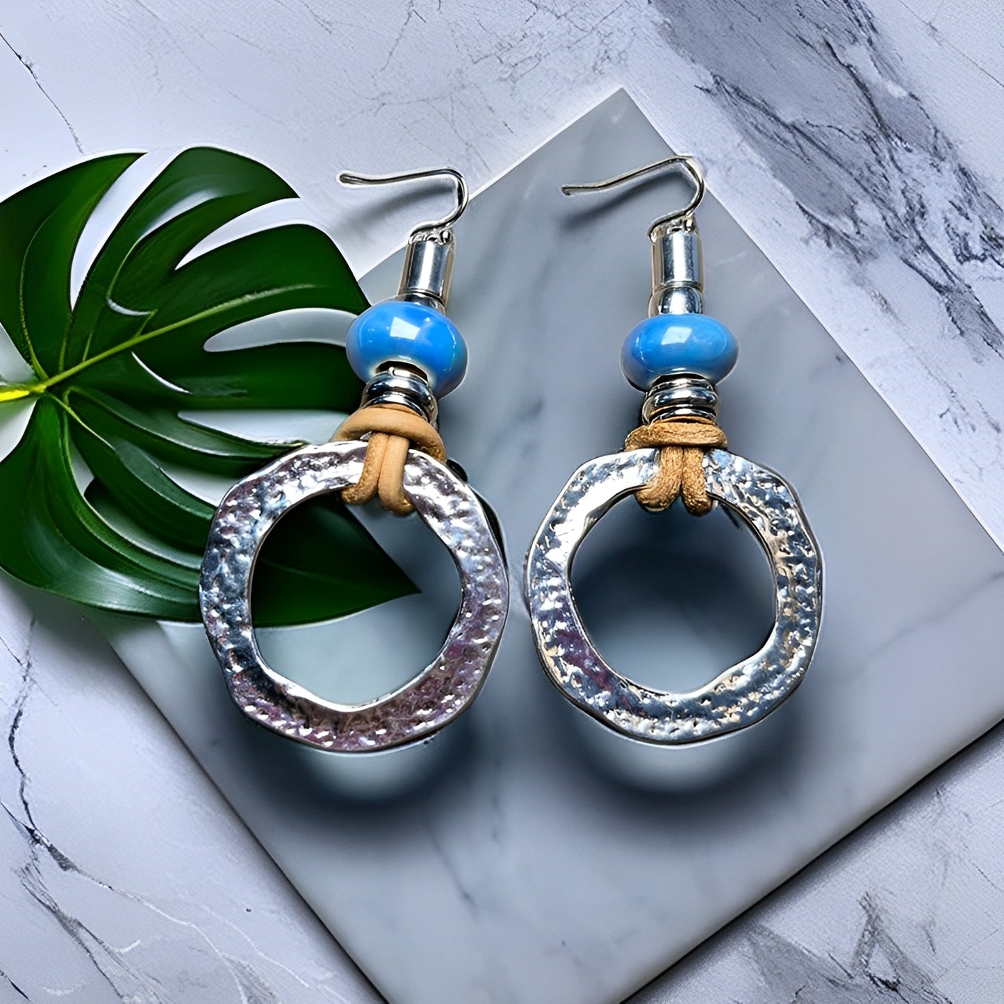 Mira – Pendientes Plateados Círculo de Estilo Boho Vintage