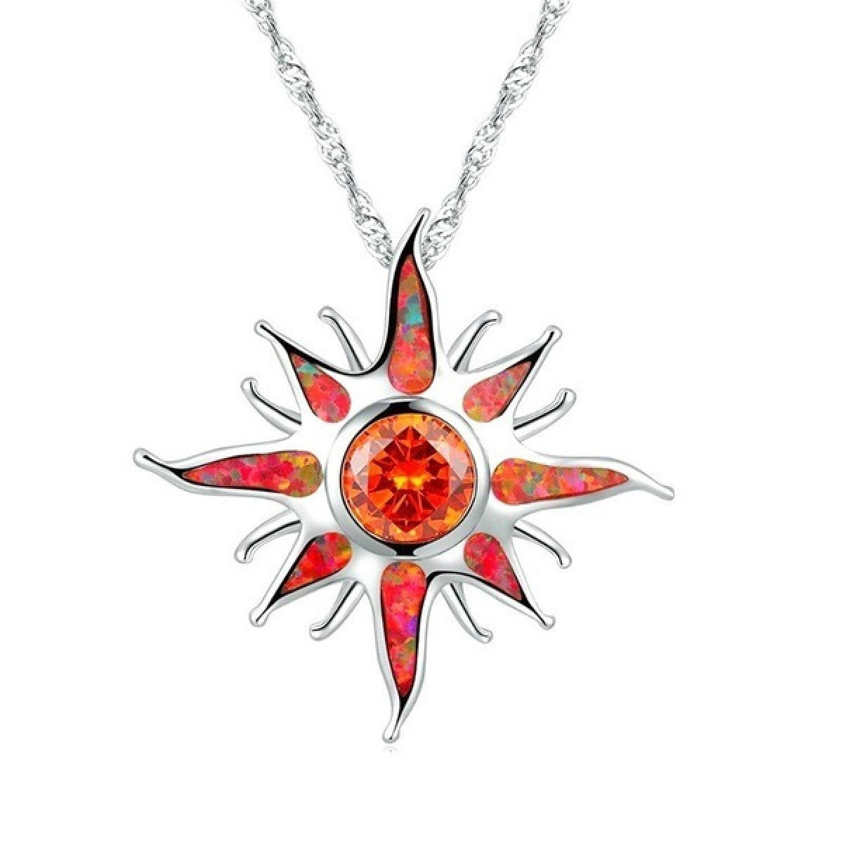 Yani – Collar Pendiente Esplendor Solar en Ópalo de Fuego & Granate