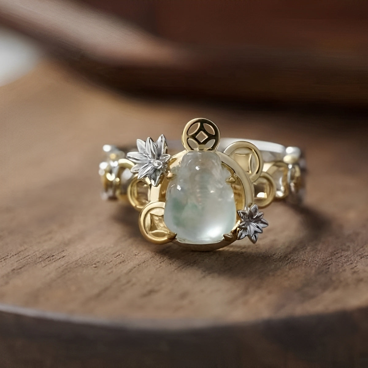 Hanny – Anillo Vintage en Oro y Plata con Cristales Lunares