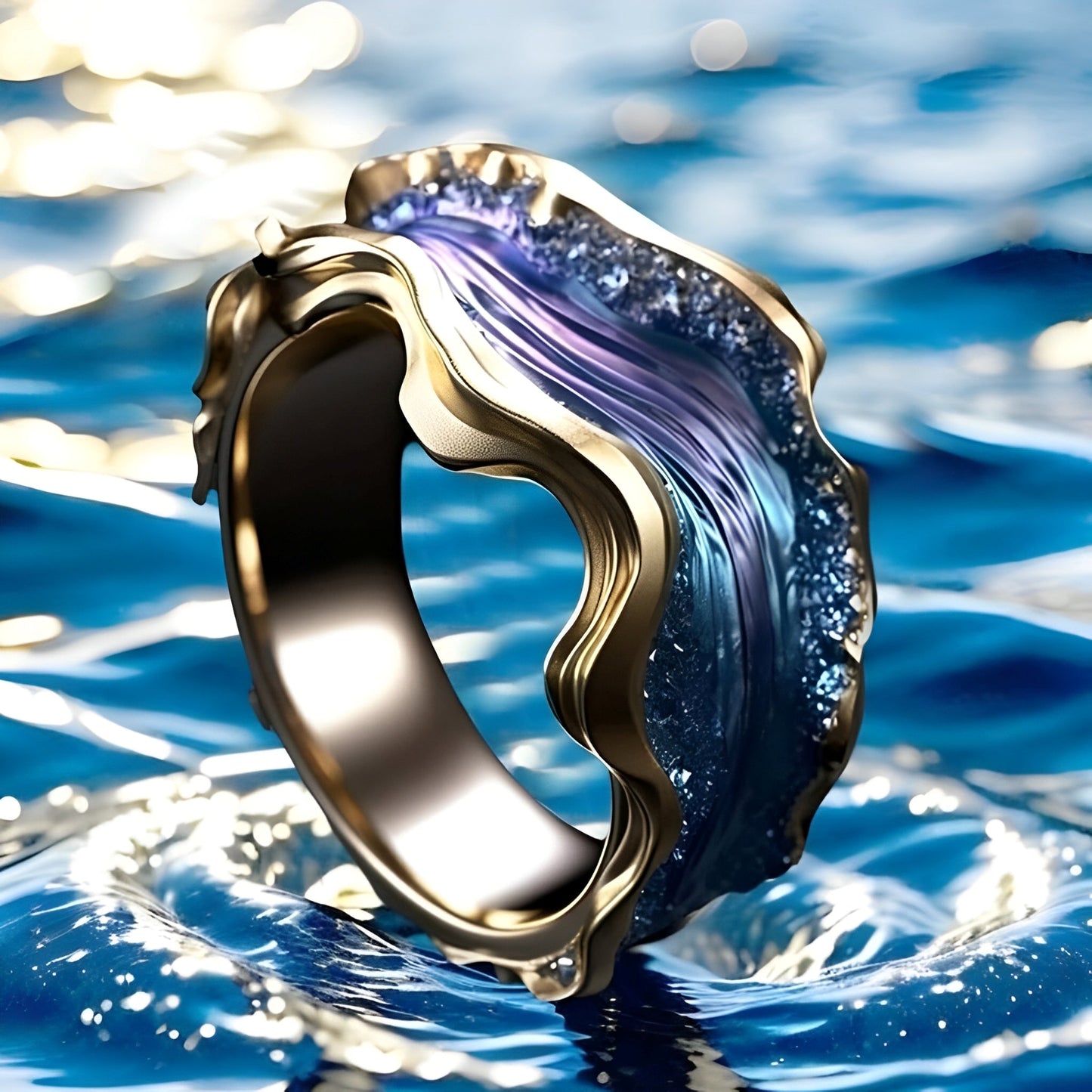 Mira – Anillo Vintage Dorado Océano