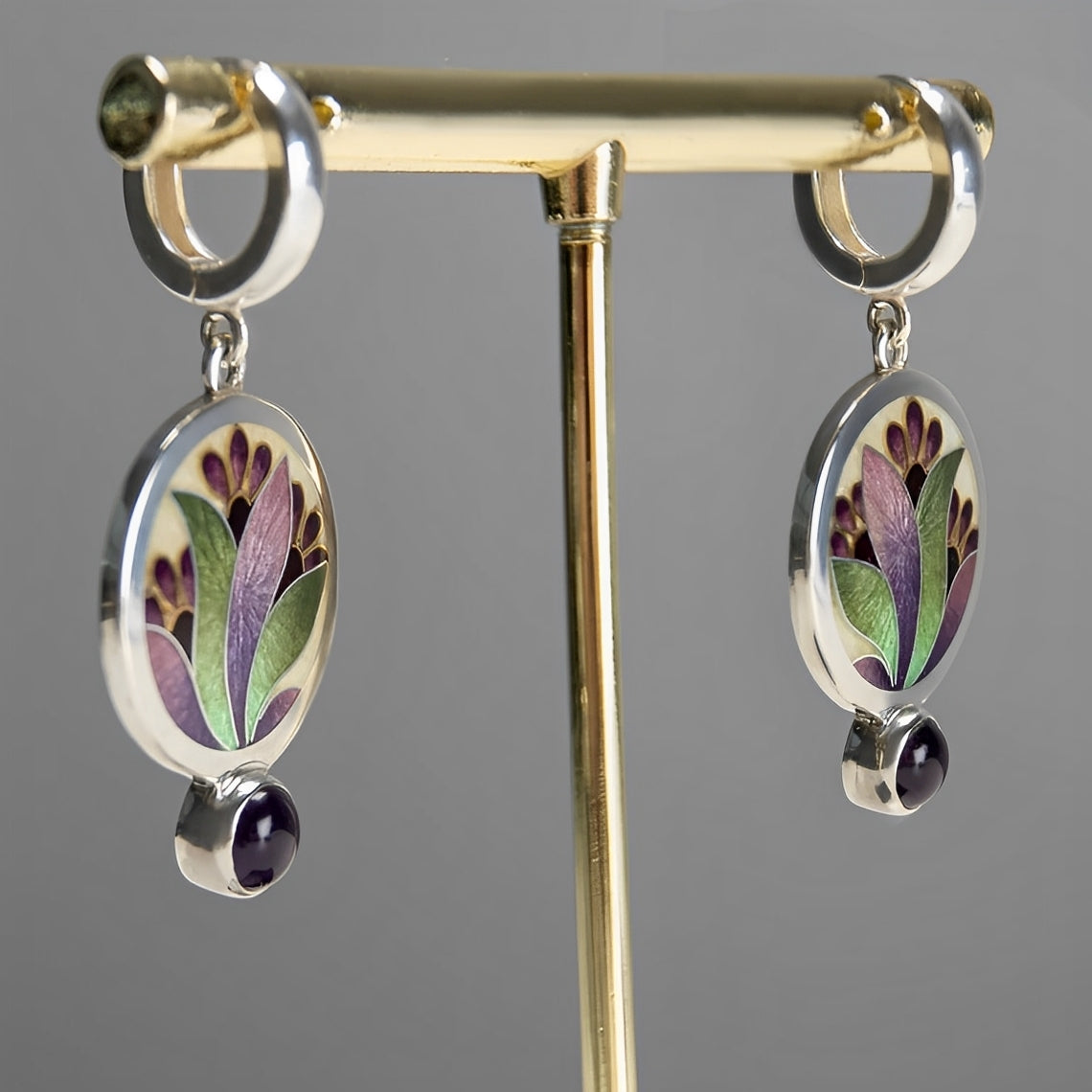 Zaria – Pendientes Boho de Plata con Cristales Morados