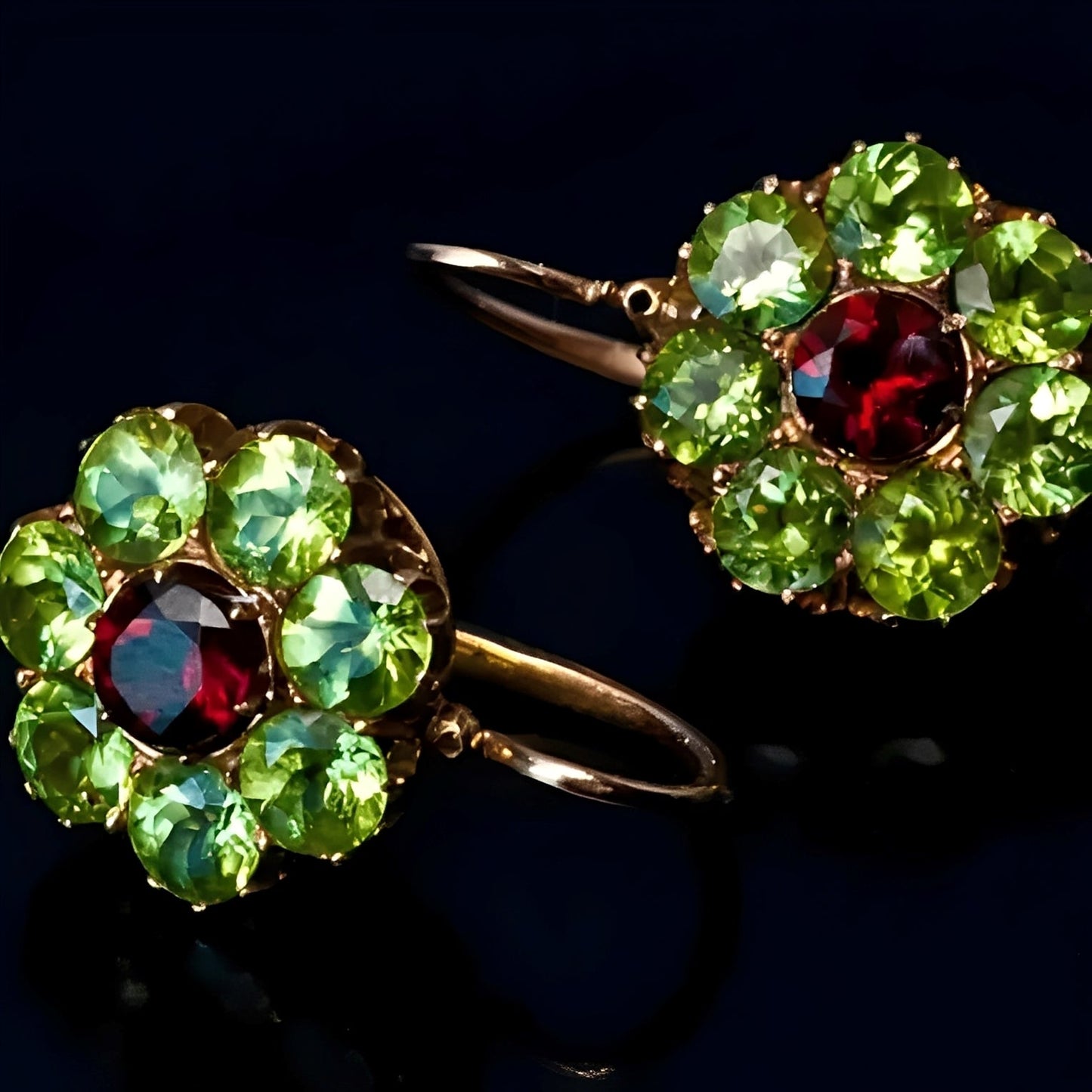 Sabine – Pendientes Retro Adornadas con Piedras Verdes