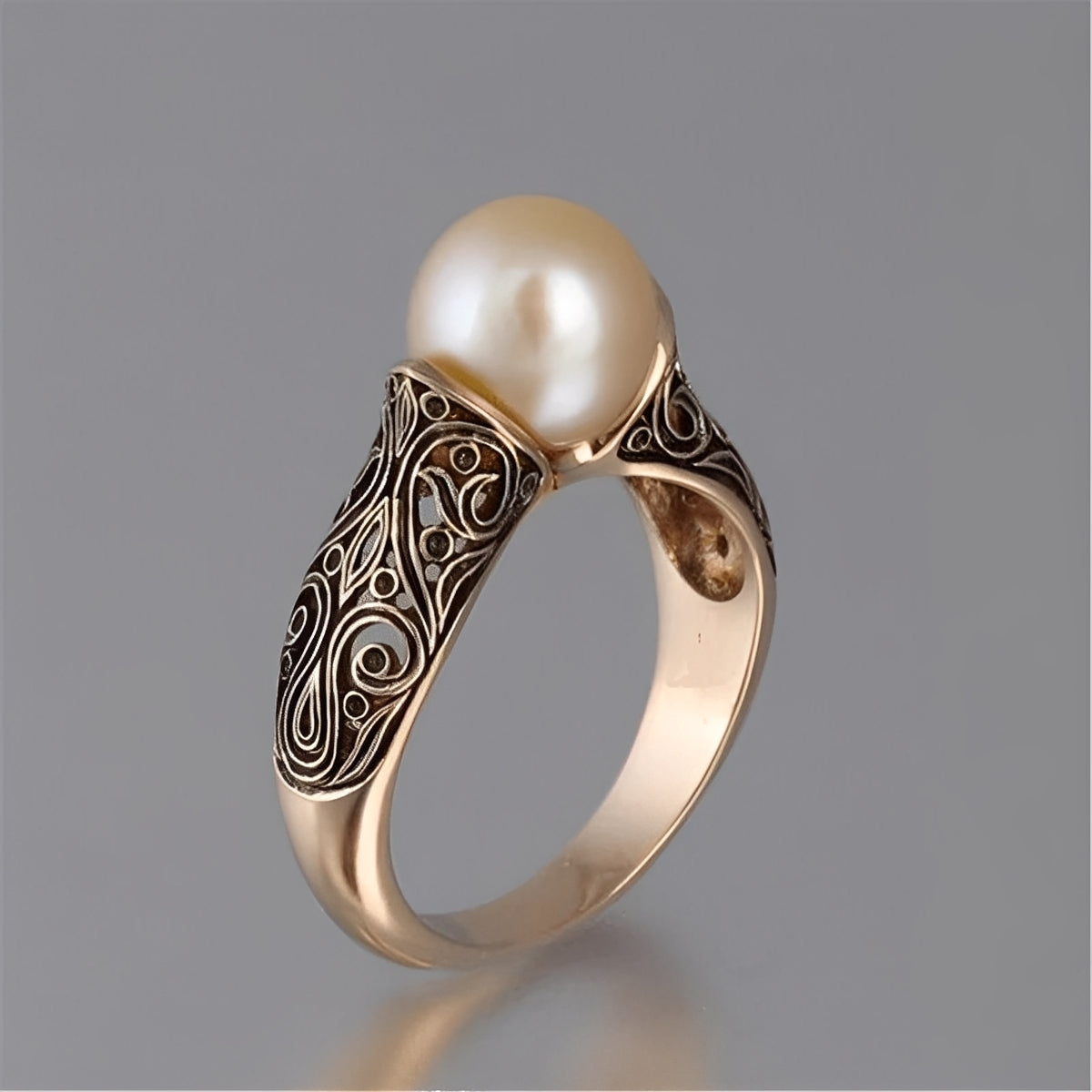 Isabelle – Anillo Vintage Dorado a Perla