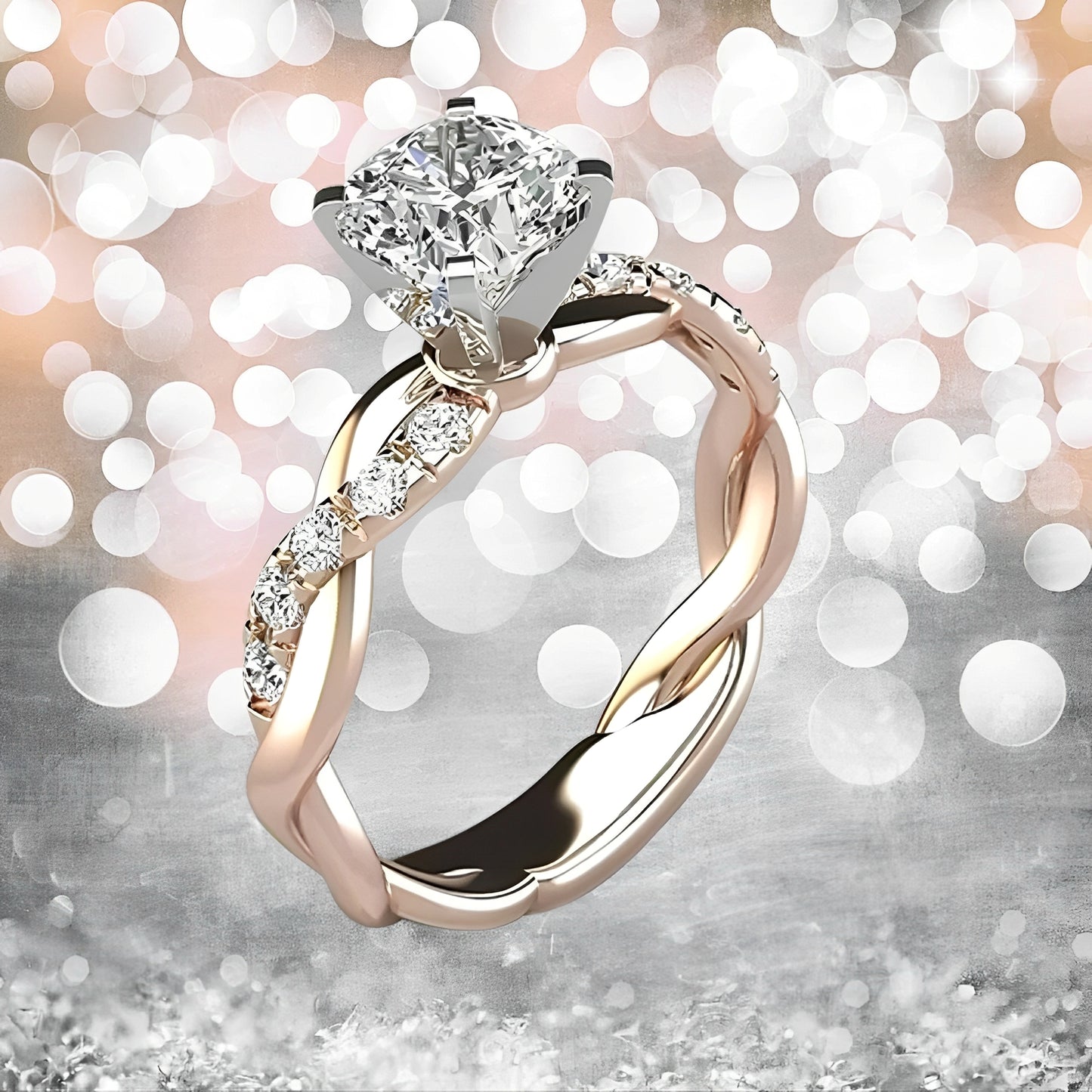 Zayna – Anillo Trenzado Vintage con Circonia Brillante