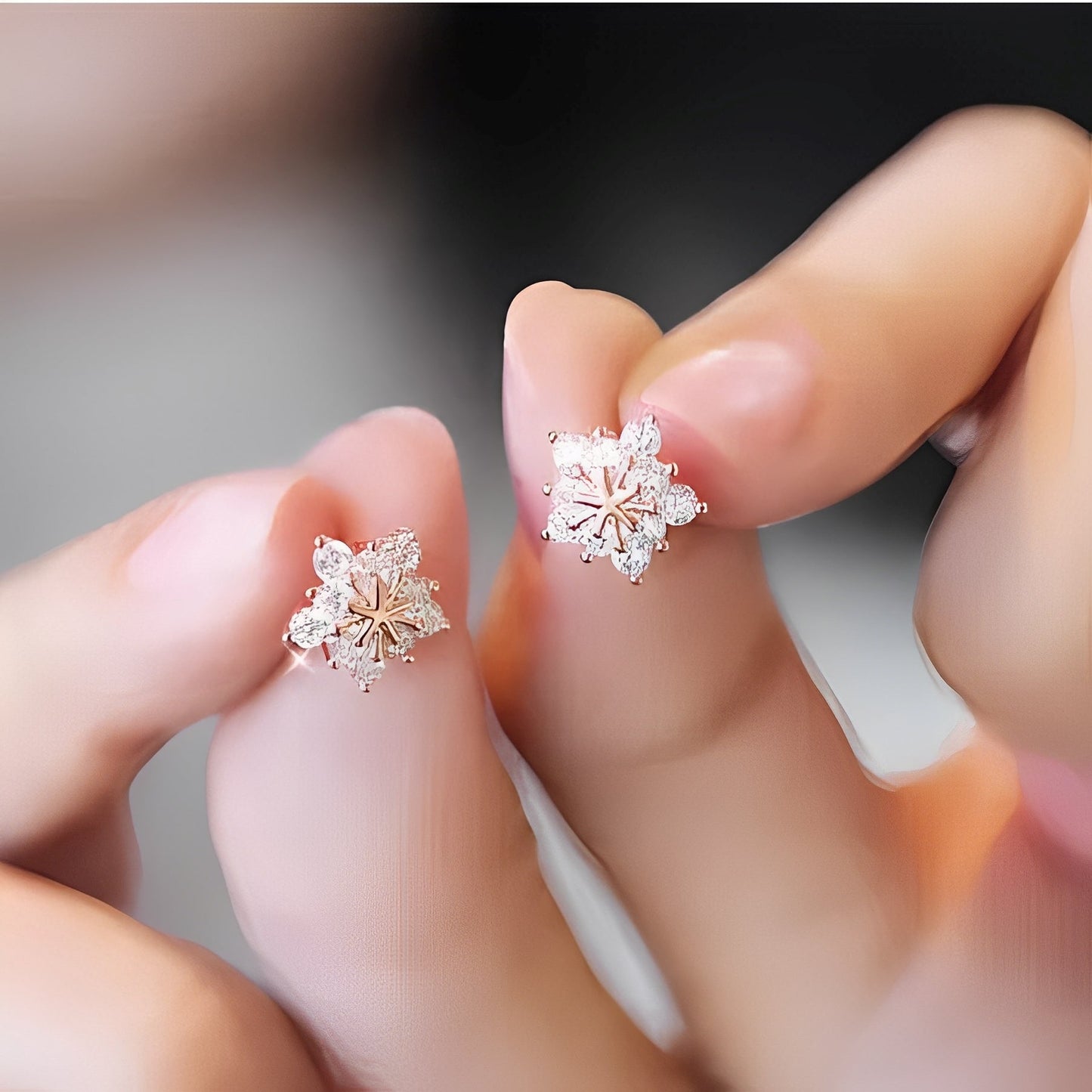 Kara – Pendientes Copo de Primavera con Zirconia en Oro