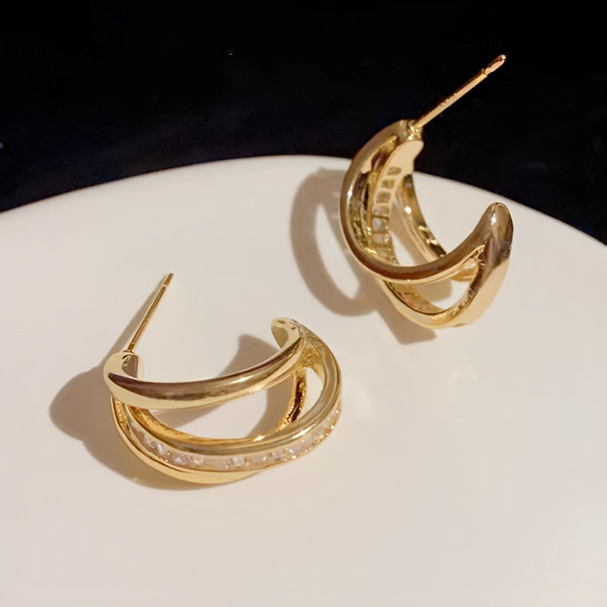 Valeria – Pendientes Triple Aro en Oro