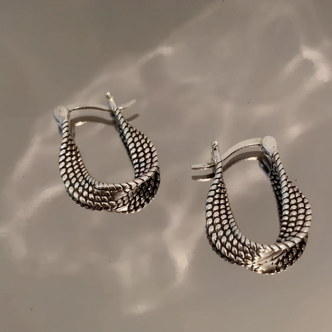 Dakota – Pendientes Vintage de Malla en Plata