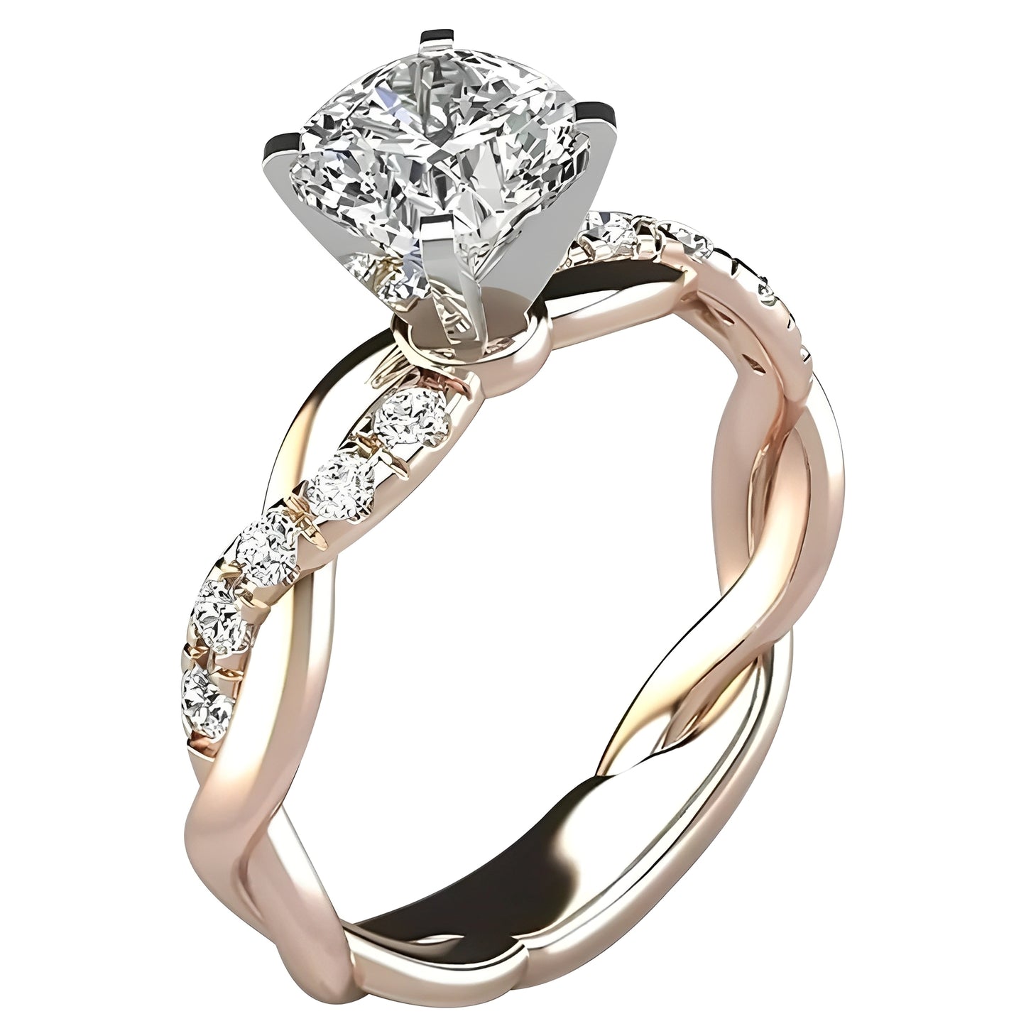 Zayna – Anillo Trenzado Vintage con Circonia Brillante