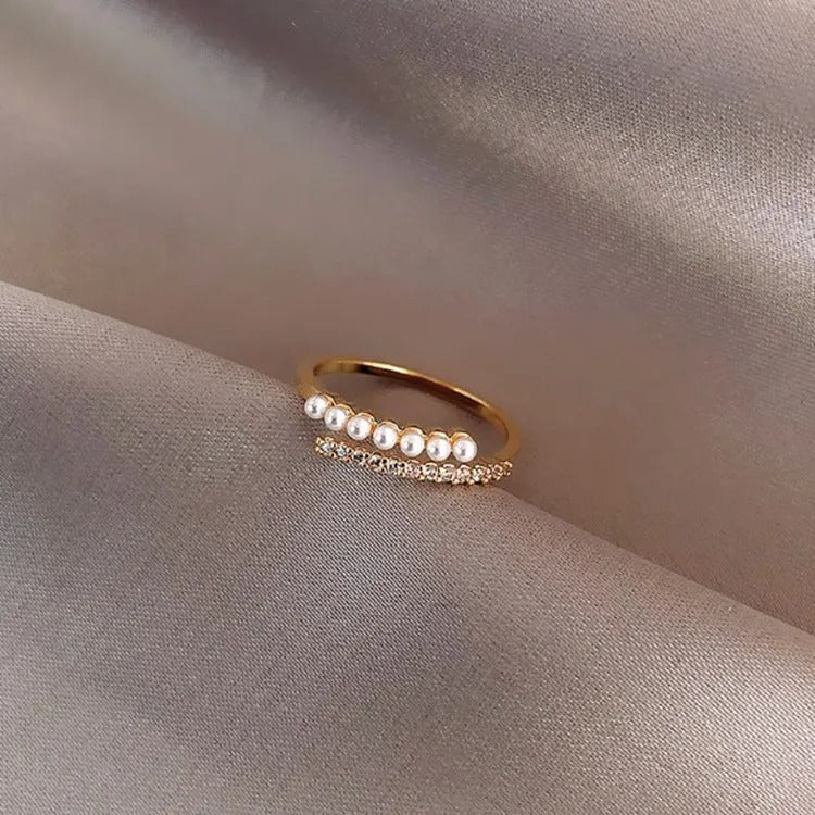 Alina – Anillo Chic Ajustable en Oro & Zircon