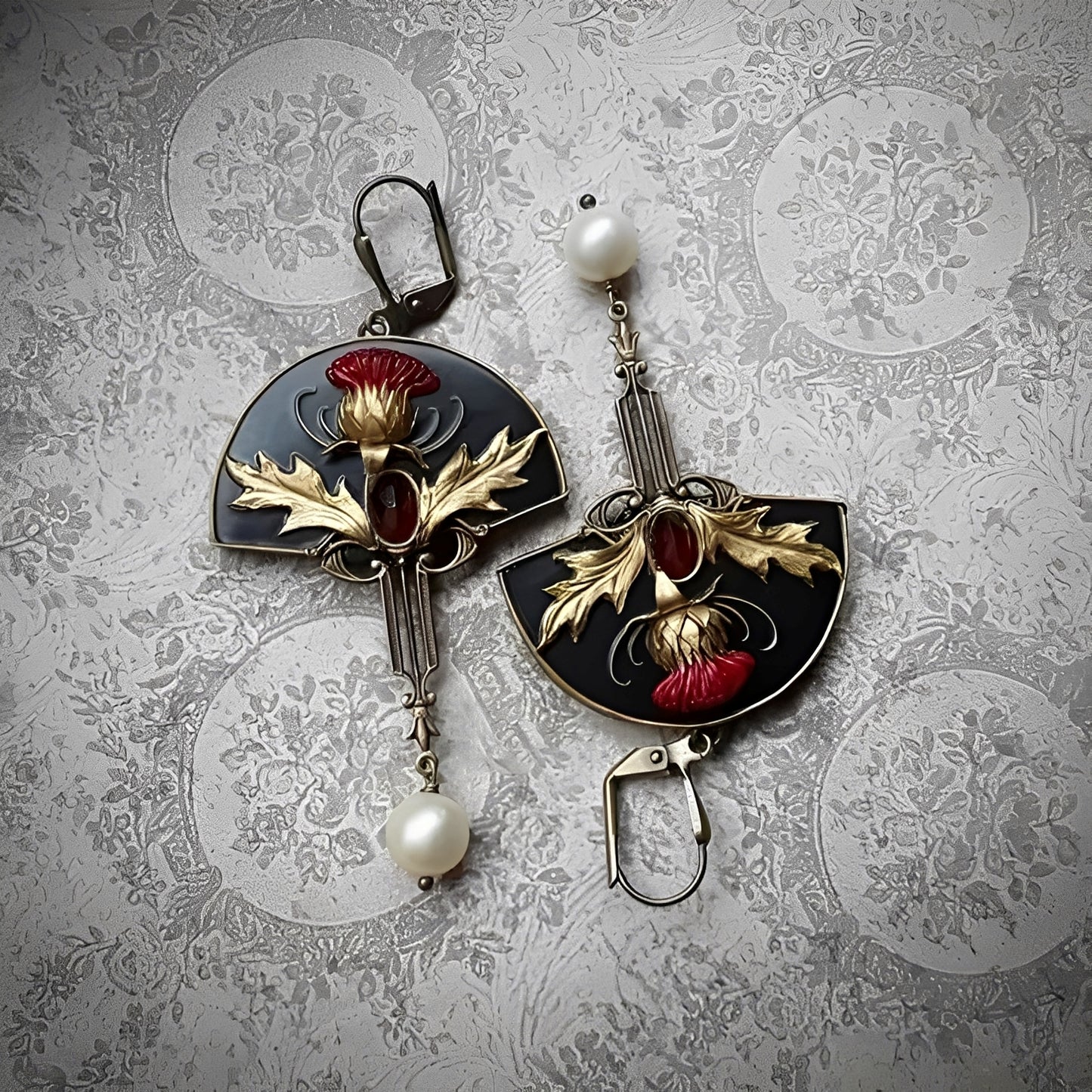 Zahara – Pendientes Boho con Perlas y Cristal Rojo