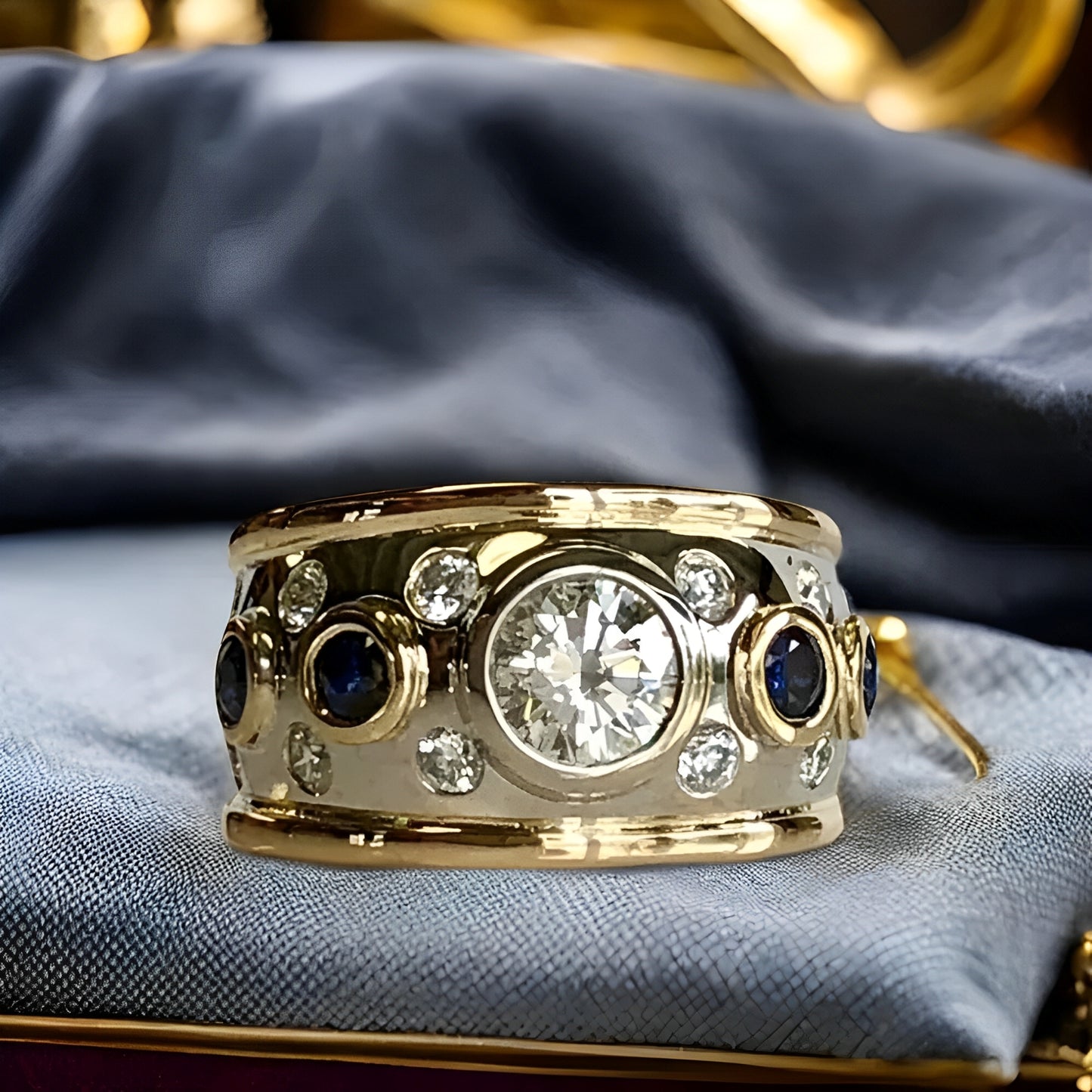 Sylvie – Anillo Vintage Dorado con Circonitas Incrustadas