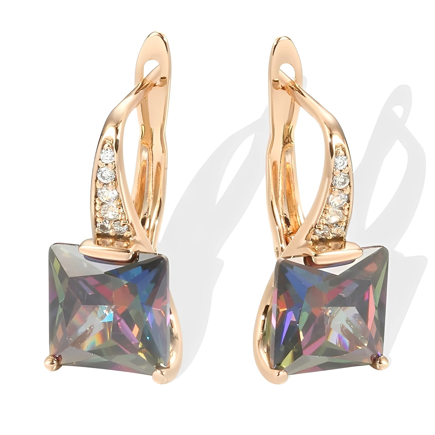 Celina – Aros Dorados con Circonitas de Colores