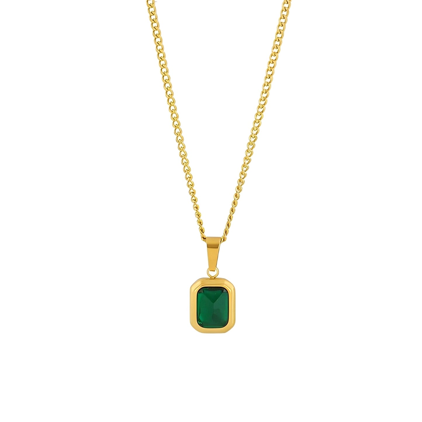Cameron – Collar Colgante Esmeralda Minimalista