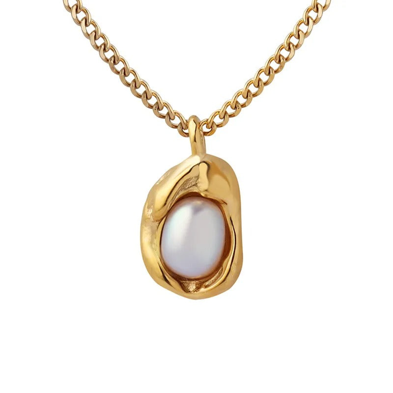 Lorena – Collar Colgante Perla Barroca Minimalista