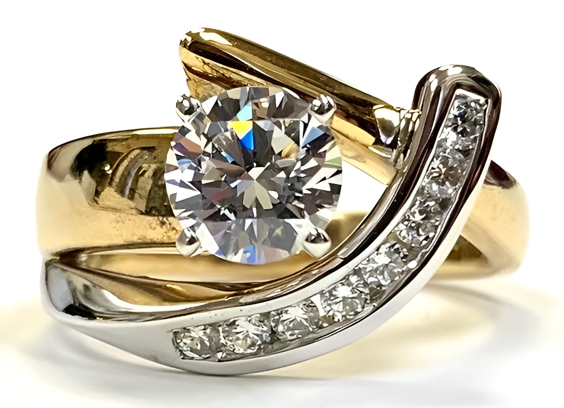 Valoria – Anillo Bicolor con Circonita Brillante
