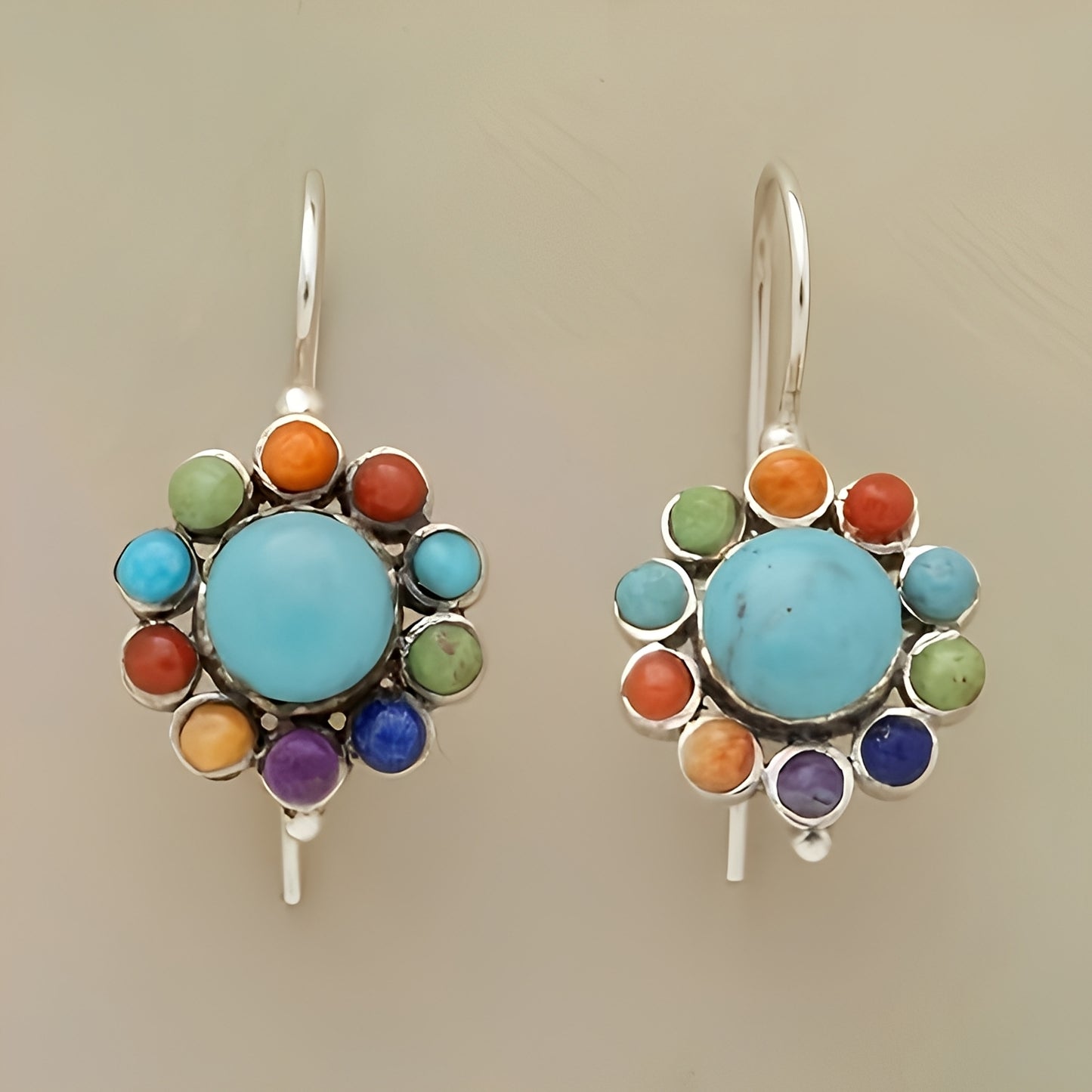 Mira – Pendientes Redondos Multicolor con Turquesa