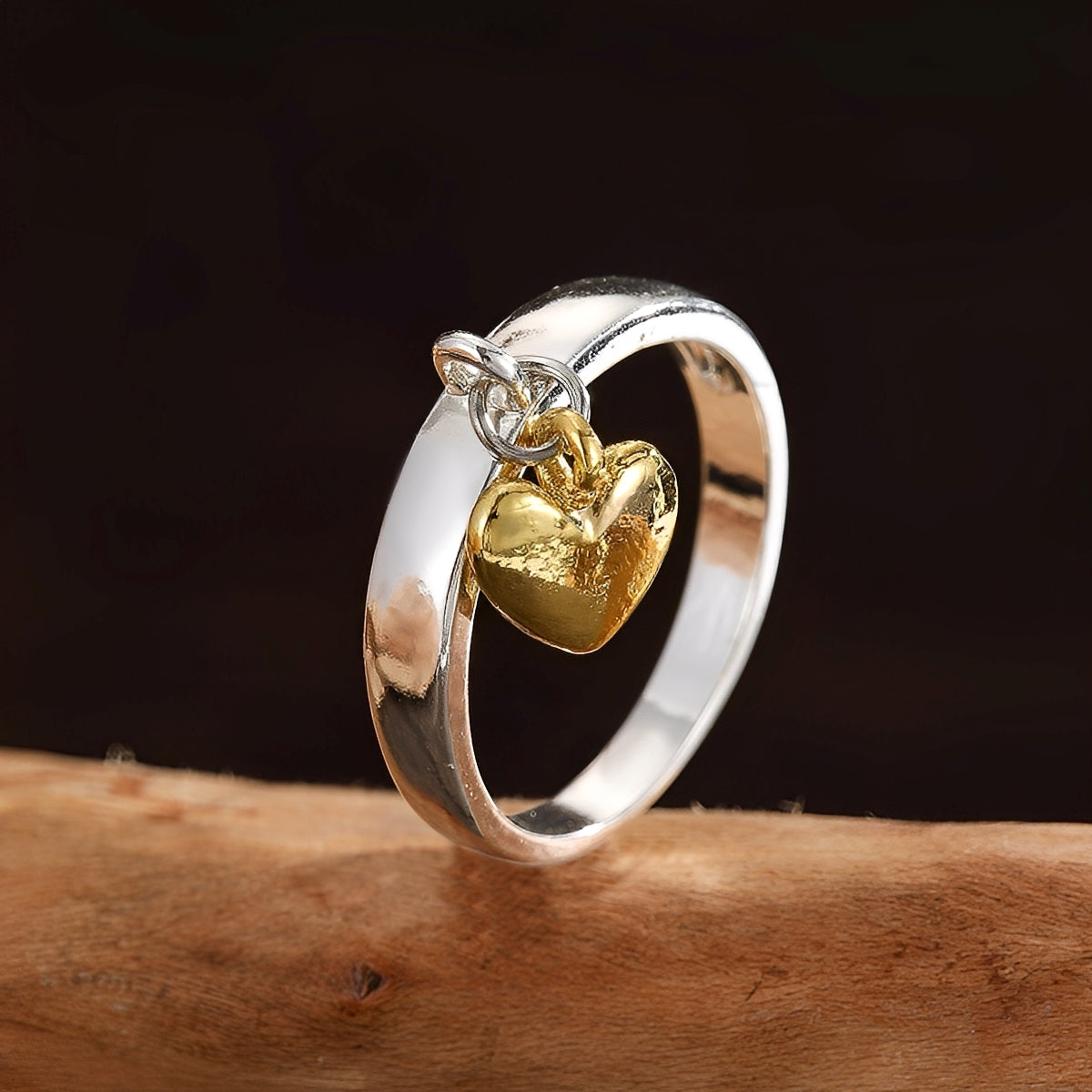 Maelie – Anillo Plata Corazón Móvil Estilo Retro