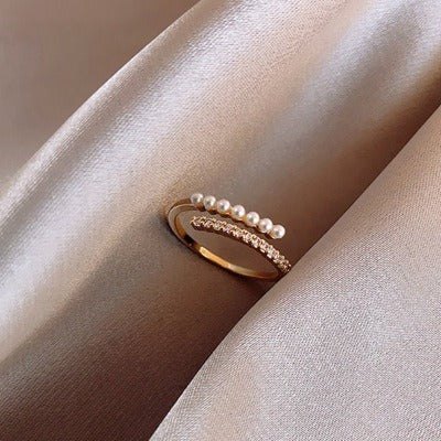 Alina – Anillo Chic Ajustable en Oro & Zircon