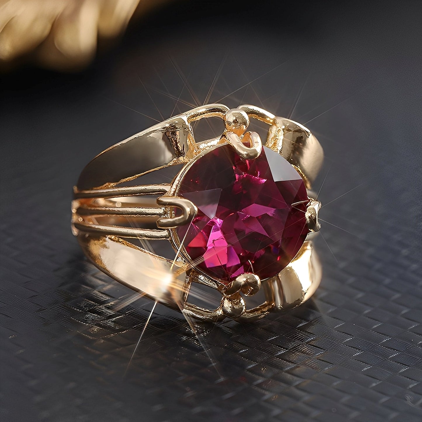Mikha – Bague Vintage en Oro con Cristal de Granate