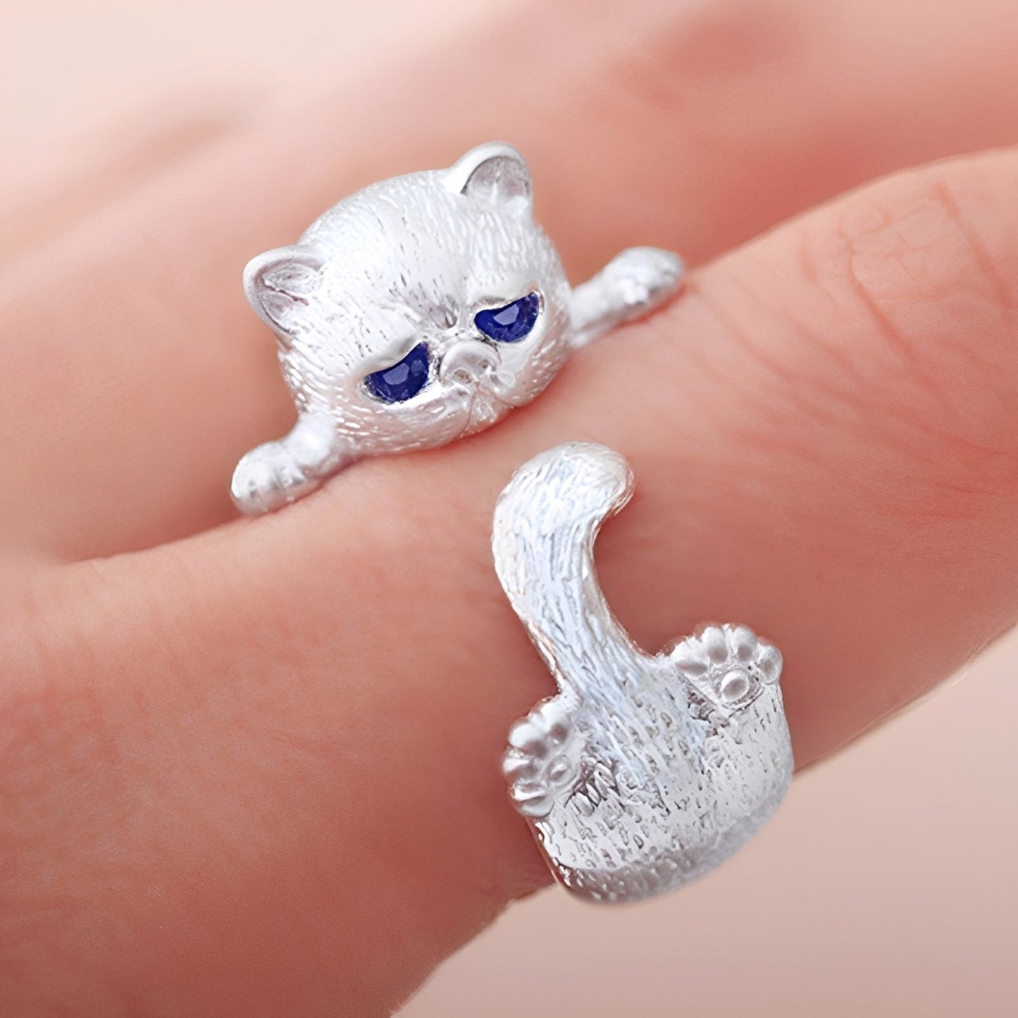 Louna – Anillo Gatito Ajustable Plata 925