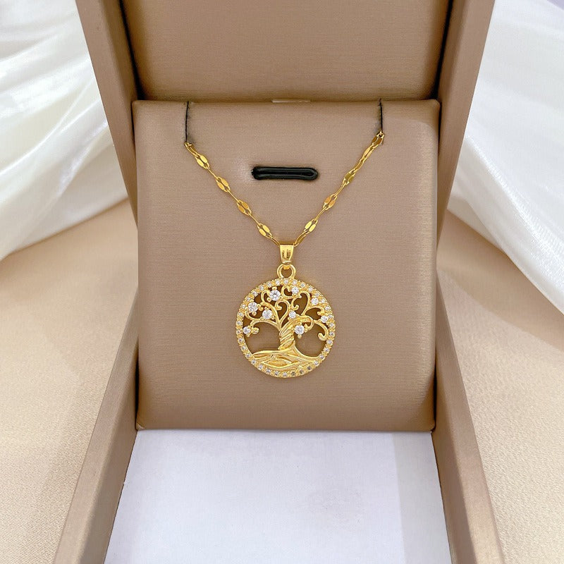 Samira – Collar Árbol de Vida Dorado con Zirconio