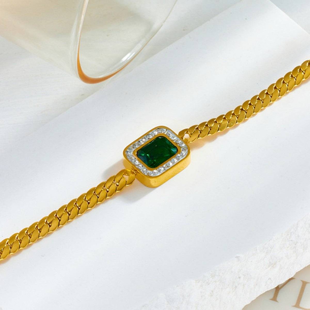 Esmeralda – Pulsera Zirconia Verde Elegante