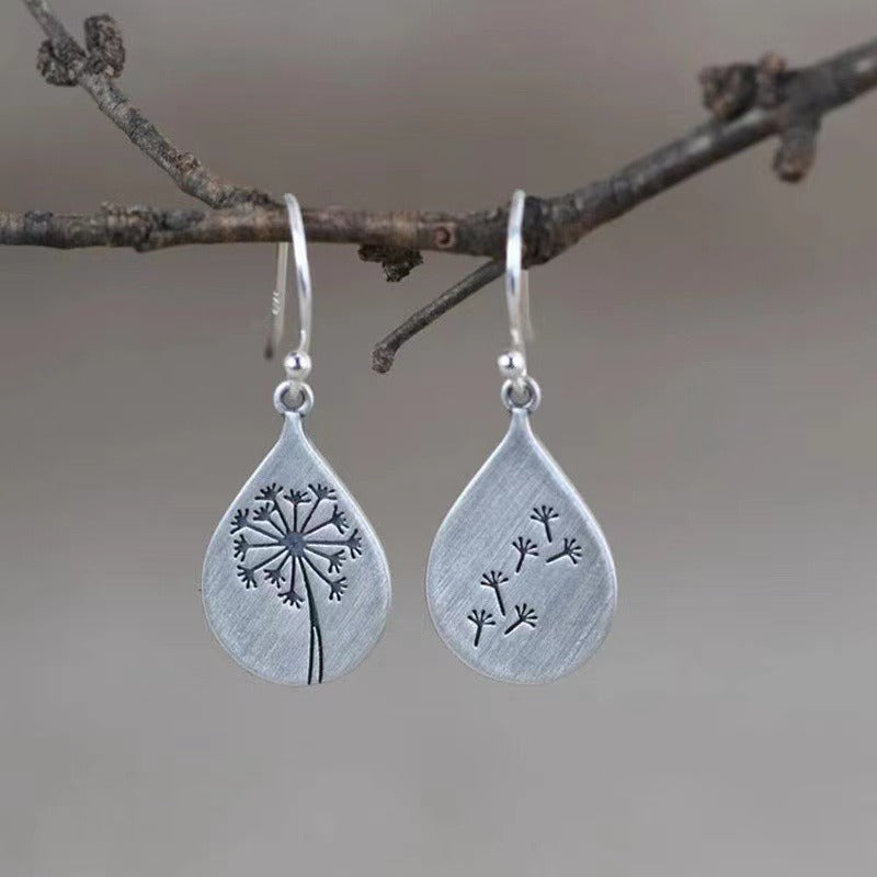 Diane – Pendientes Vintage Flor Plata