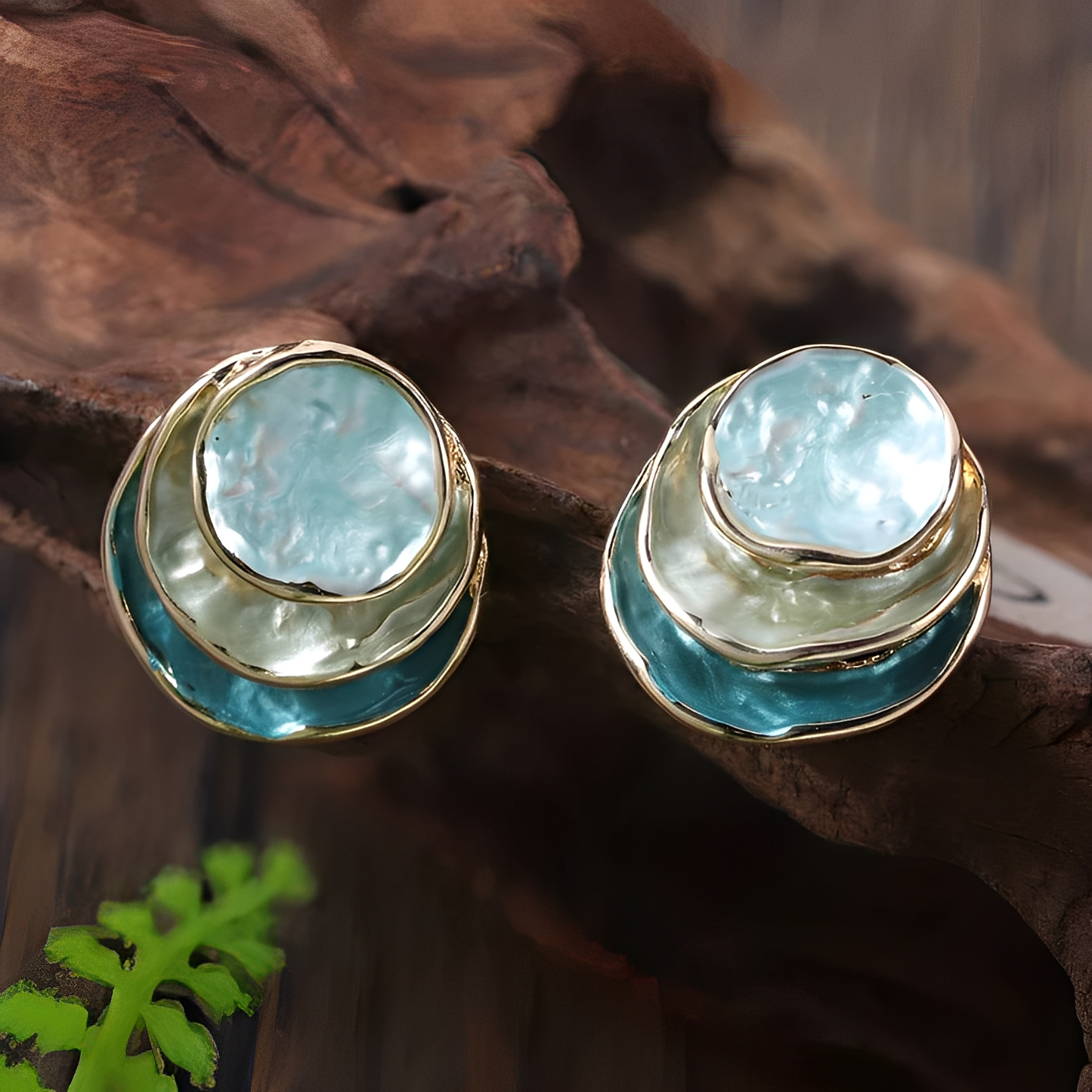 Mireya – Pendientes Vintage Redondos Pintados a Mano en Capas