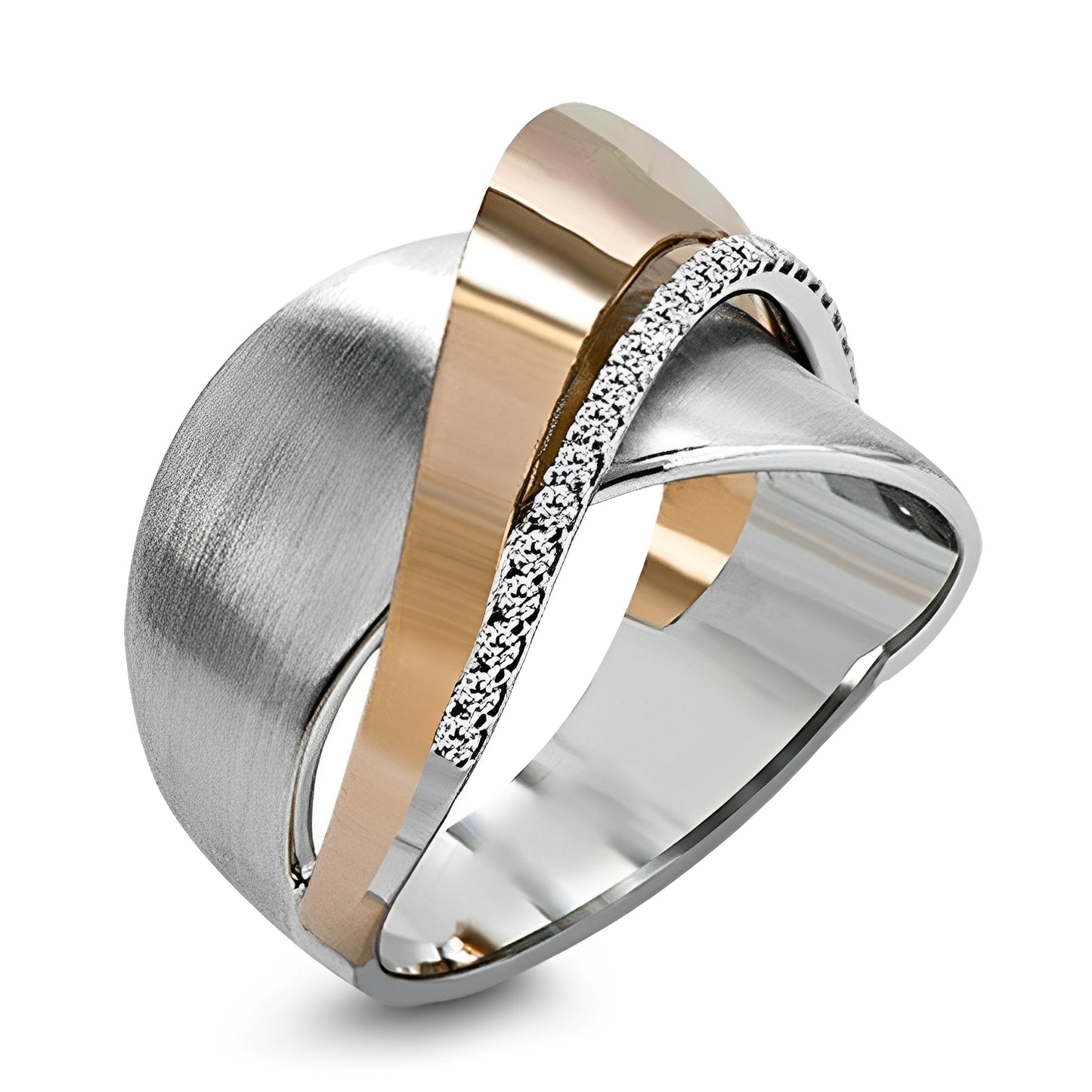 Dalia – Anillo Vintage en Oro Rosa y Plata con Circonitas