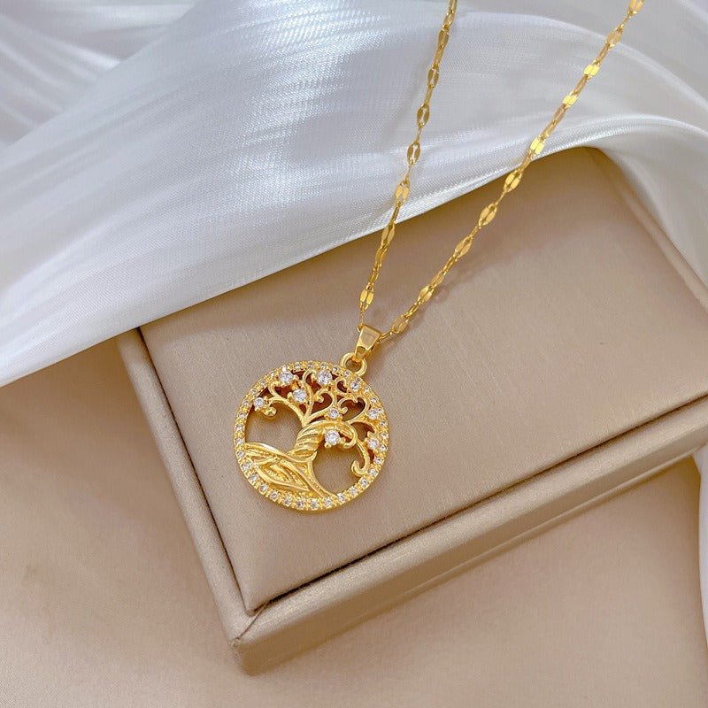 Samira – Collar Árbol de Vida Dorado con Zirconio