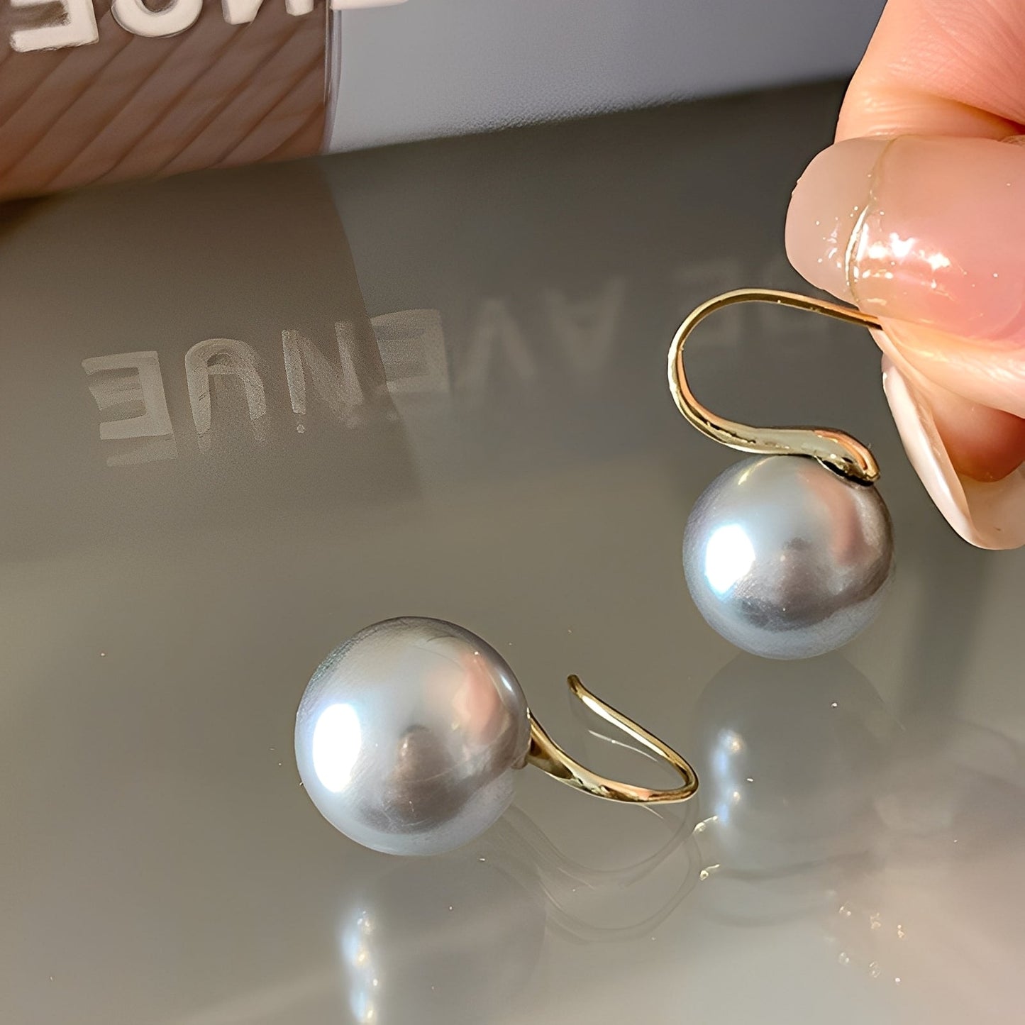Amira – Pendientes de Oro & Perlas Negras