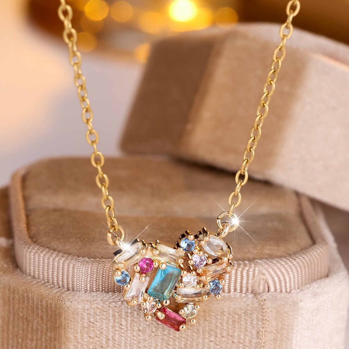 Ariel – Collar Corazón en Cristal Multicolor