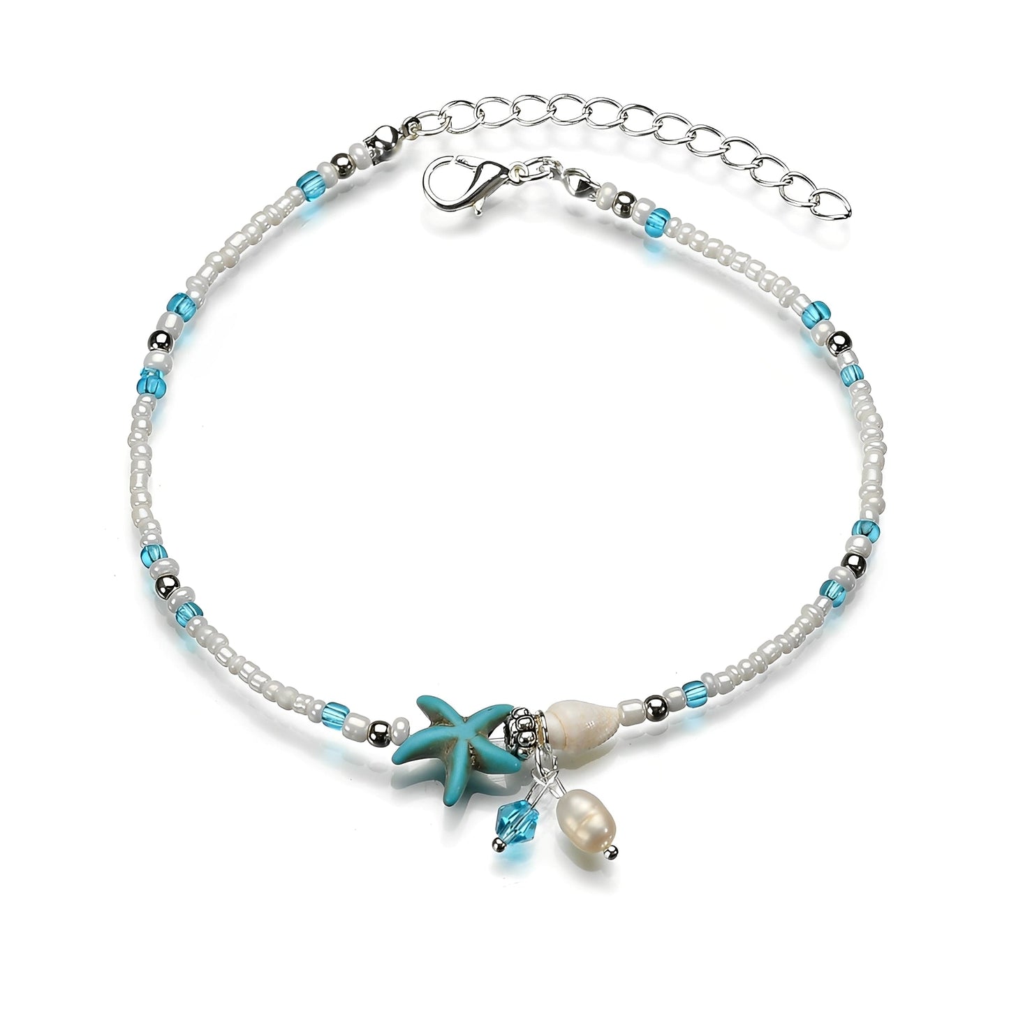 Isla – Pulsera Tobillo Estrella & Concha con Piedras Naturales